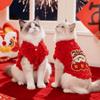 Pet Hair Shedding Prevention Red Color Pet Vest Embroidered Fluffy Dog Jacket Red Soft Fleece Cat Vest Festive
