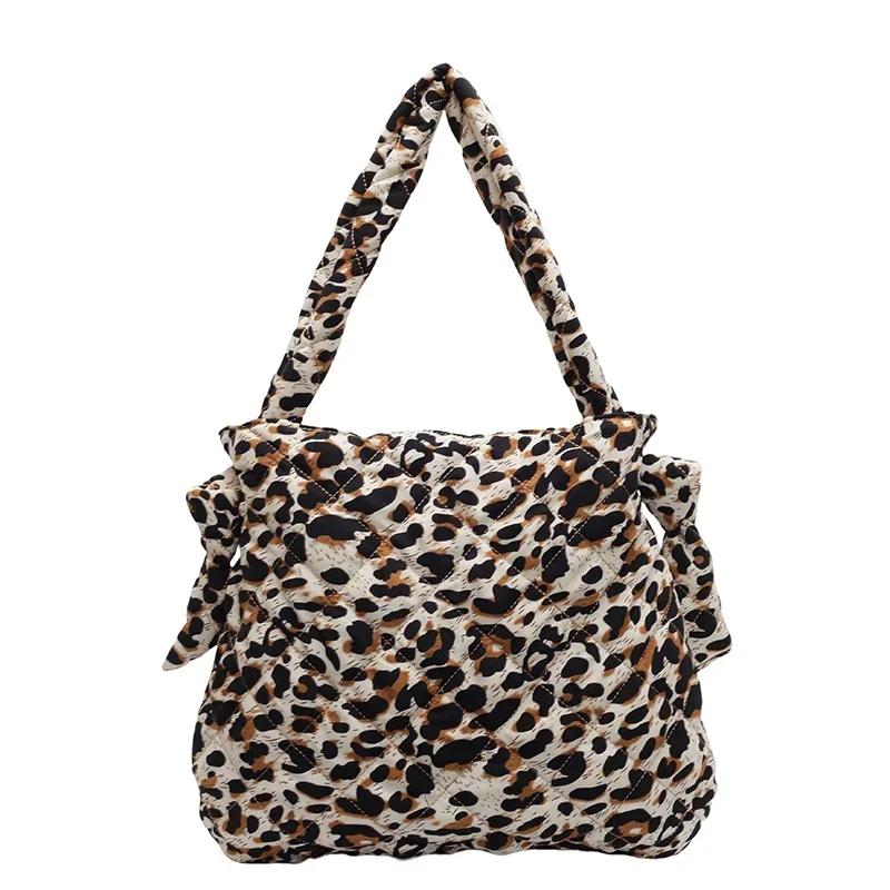 Women's cotton shoulder bag with leopard print  high capacity  embroidery  leisure line  unique shoulder bag