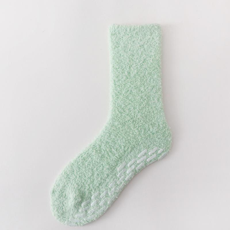 5/10 Paia Calzini Casual Autunnali Invernali Ispessiti Caldi in Pile Corallo per Donna Colore Unito Antiscivolo Senza Perdita di Pelo Calzini da Casa Casual a Mezza Gamba da Donna