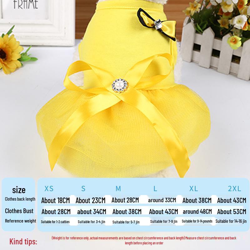 Vestido de malla de verano para perro estilo coreano con lazo