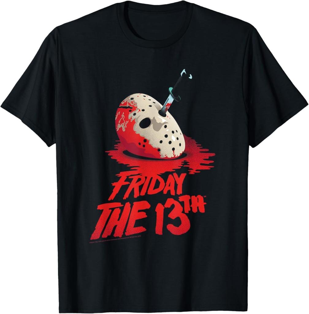 Friday The 13th Jason Mask in Blood with Logo Horror Movie T-Shirt