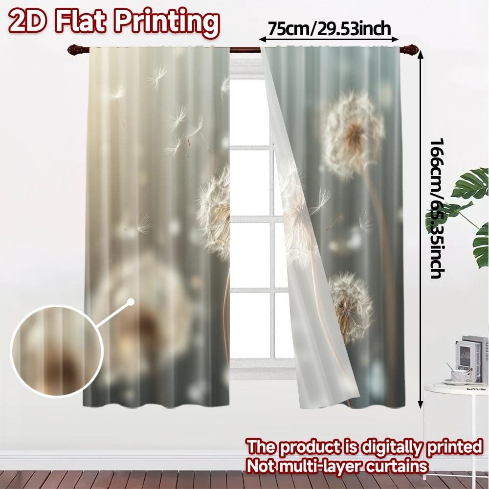 2pcs   2D FLAT PRINTING Curtains (Without Rod) Dandelion Dreams Modern Window Curtain 100% Polyester Curtains Decorations For