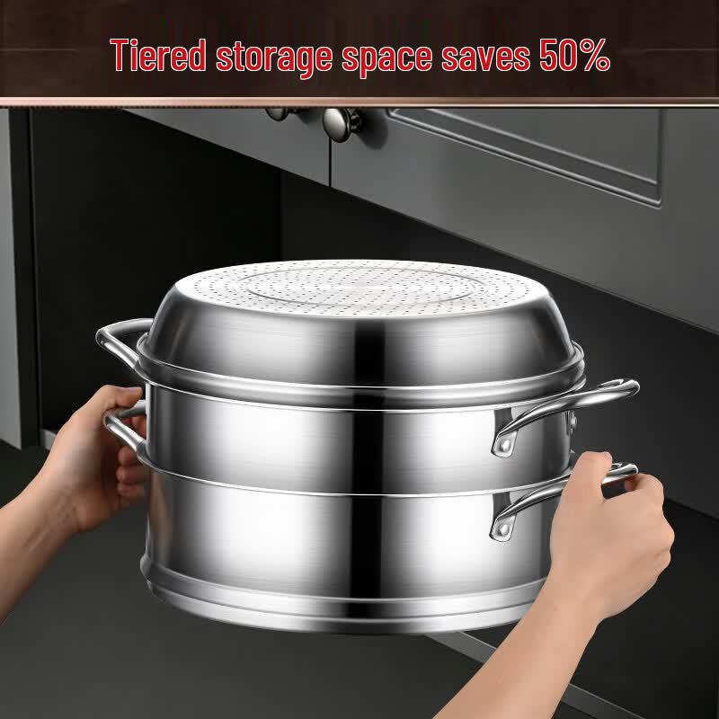304 Stainless Steel 3-Layer Steamer Pot