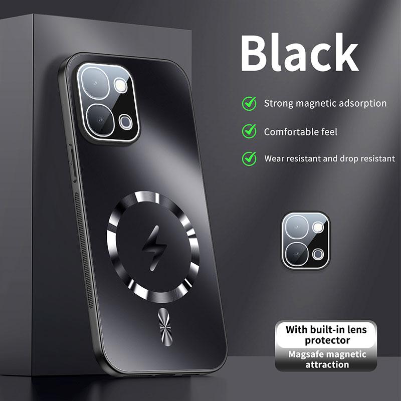 For OPPO A6 Pro Case Integrated Magnetic Light-absorbing Fashion Ice Image Frosted Surface Shock Absorption Box