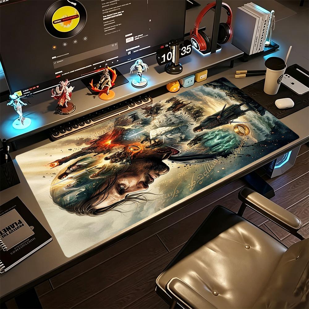 Lord Rings Large Mouse Pad Desk Mouse Pad Computer Desk Mat Non-Slip Rubber Base Office and Gaming Desk Decoration