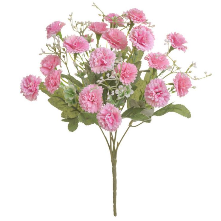 [1 Bouquet] 20 Heads Carnation Simulation Hydrangea Artificial Flowers Fake Silk Flower Garden Small Lilac Flowers Decor
