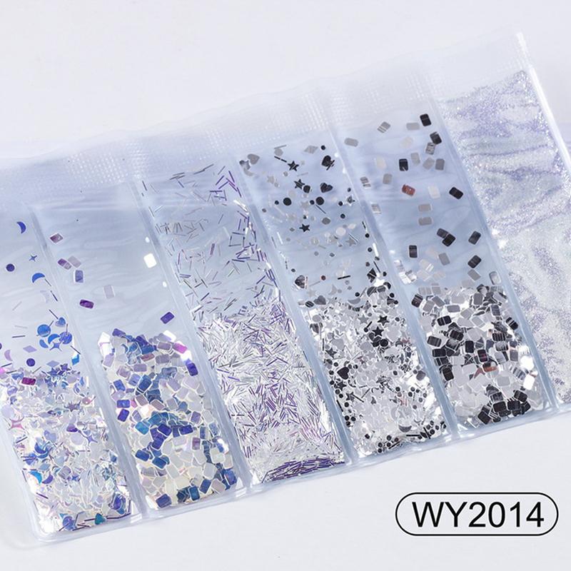 6 Grids/Bag Nail Art Sequins Colorful Nail Polish Flakes Foils For Manicures