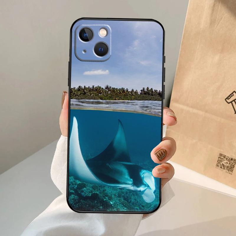 Animal Manta Ray Phone Case For iPhone 17 Air 16 14 13 12 11 15 Pro Max 13 12 Mini 15 16 Plus 16e Cover Coque