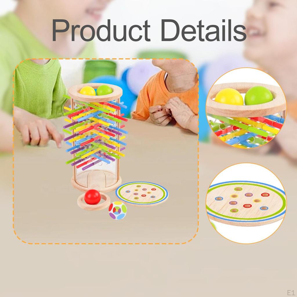 Colorful Sticks Dice Game Educational Color Recognition Math Toy Wooden Board for