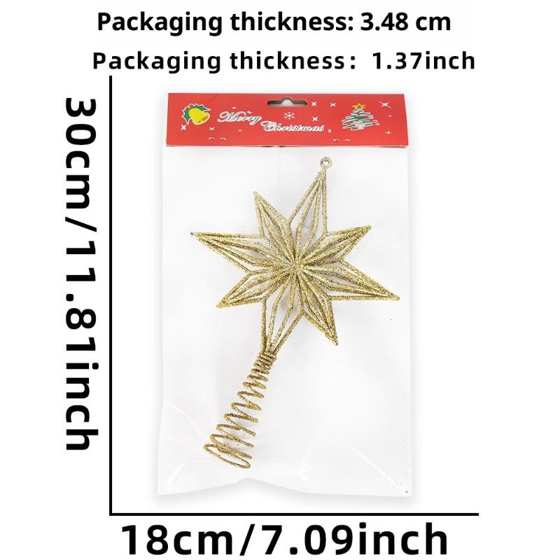 Christmas Glowing Tree Topper Five-Pointed Shining Lamp Xmas Colorful Topstar Ornaments Navidad Decora