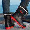 Men's medium rain boots tide and rainy day travel wading shoe bundle waterproof men's rain shoes non-slip rubber shoes thermal cover shoes