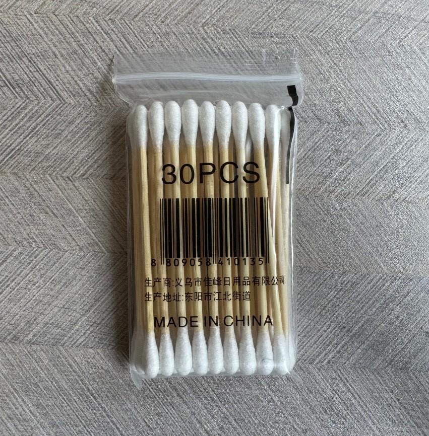 Cotton Swab Double-Ended Cotton Swab Ear Makeup Disposable Tampon Swab Small Thin Pointed Ear Scoop Wooden Swab Cotton *6pcs