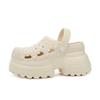 Fashion New Handmade Inlaid Pearl Thick Sole Middle Heel EVA Sandals  White Black Fashionable Women's Pearl Hollowed Out Beach Slippers