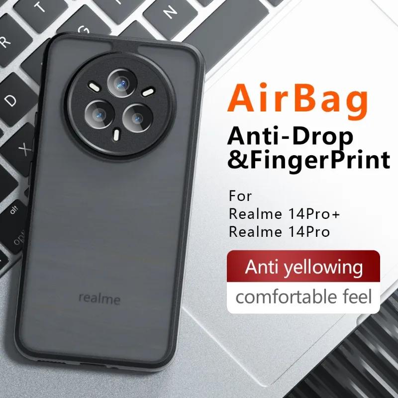 Shockproof Armor Case for Realme 14 Pro Plus Realme14 Matte Acrylic Hard Back Cover for Realme 14 Pro+ 14T 14X PC+TPU Bumper