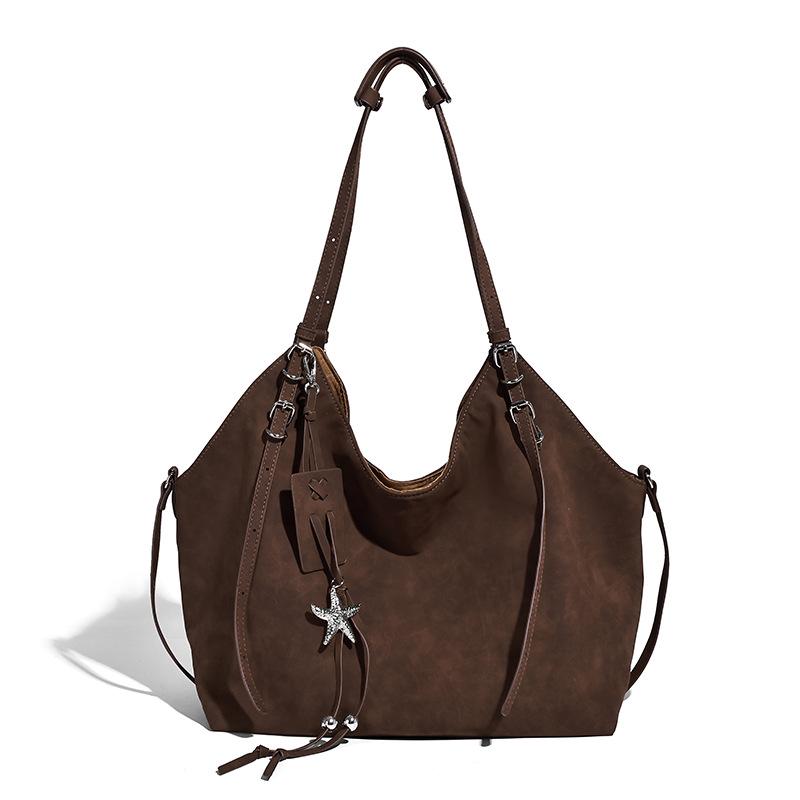 Women's 2025 Autumn Retro Korean Style Frosted Texture Shoulder Tote Bag