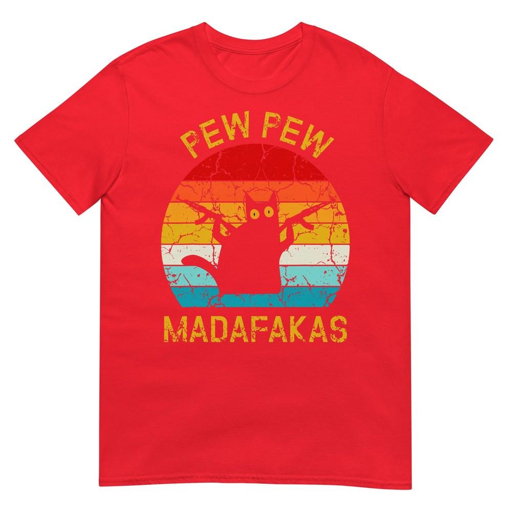 Pew Madafakas Pew Guns Funny Black Cat Retro Vintage TShirt Small S