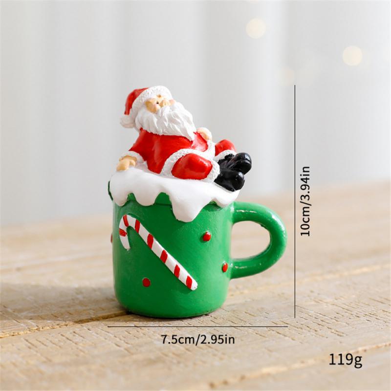 

Рождественское украшение Мини-кружка для кофе Декор с искусственными взбитыми сливками Фигурка Санта-Снеговика из смолы для стола светло-желтого