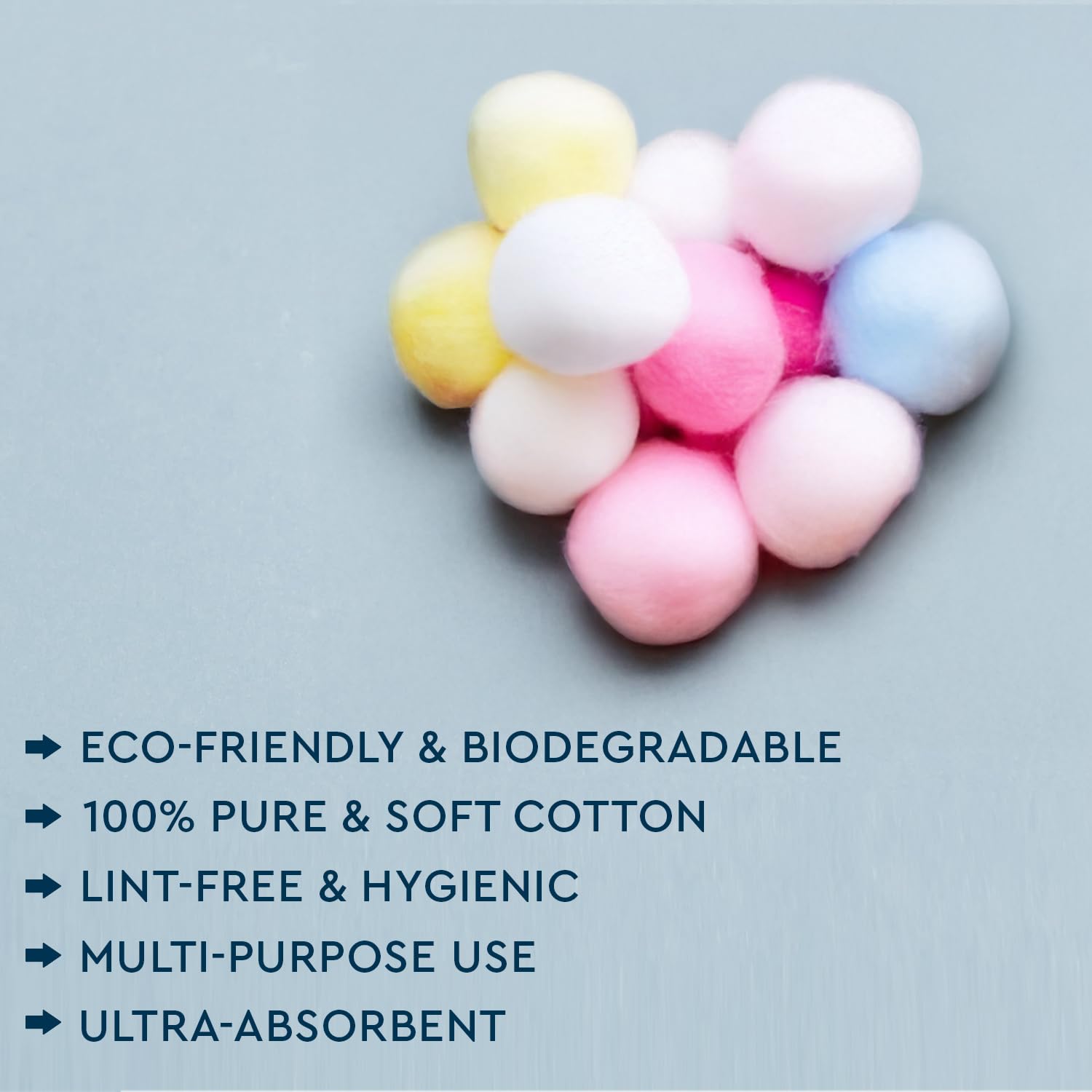 GUBB Coloured Cotton Balls For Face Cleansing & Makeup Removal 100 Pieces