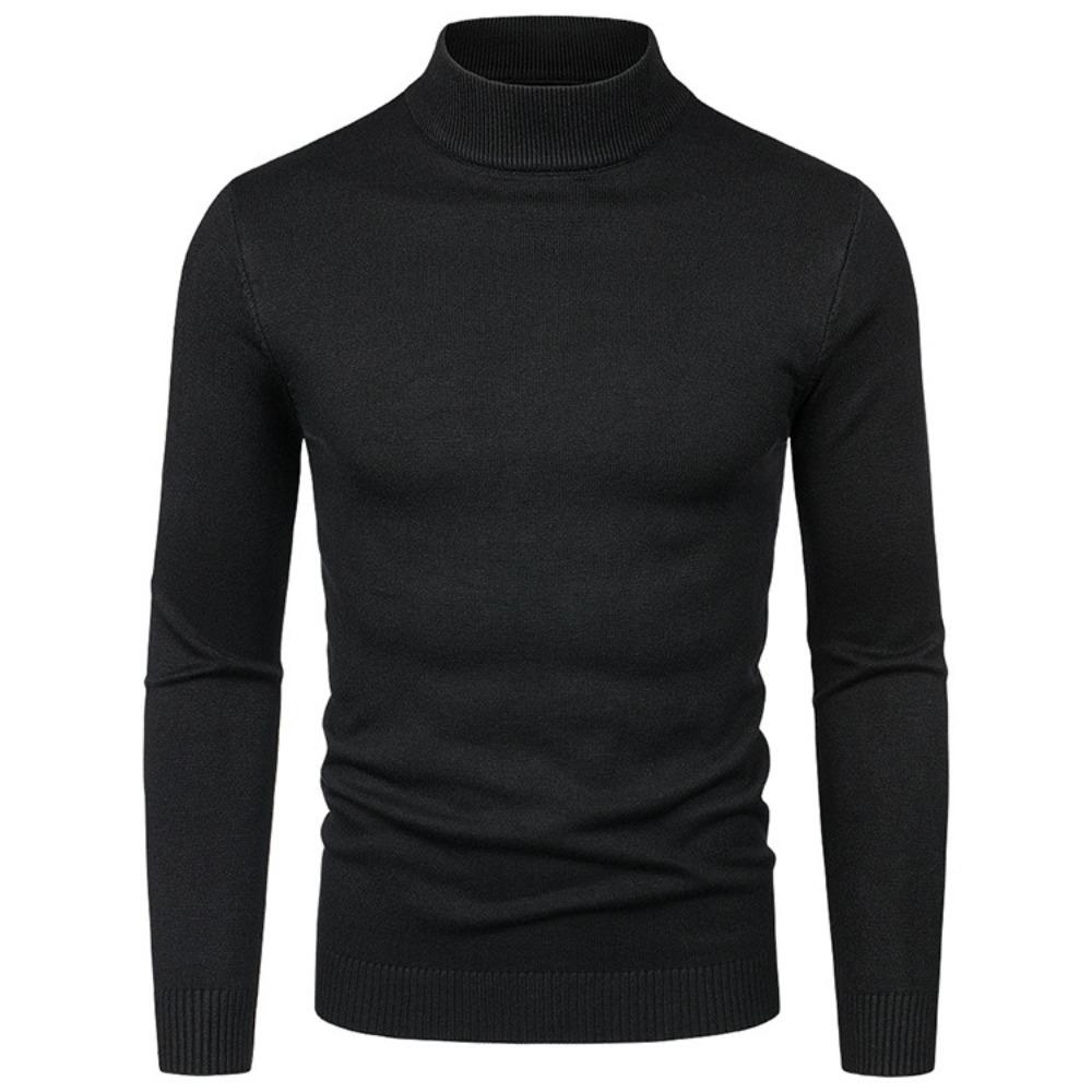 Autumn and Winter Men's Semi-high-neck Sweater, Men's Slim-fit Solid Color Pullover Base Knitted Sweater