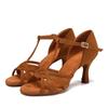 Scarpe da Danza Latina Donna Signora T-strap Salsa Tango Sala da Ballo Scarpe da Ballo Standard Altezza Tacco 7.5CM