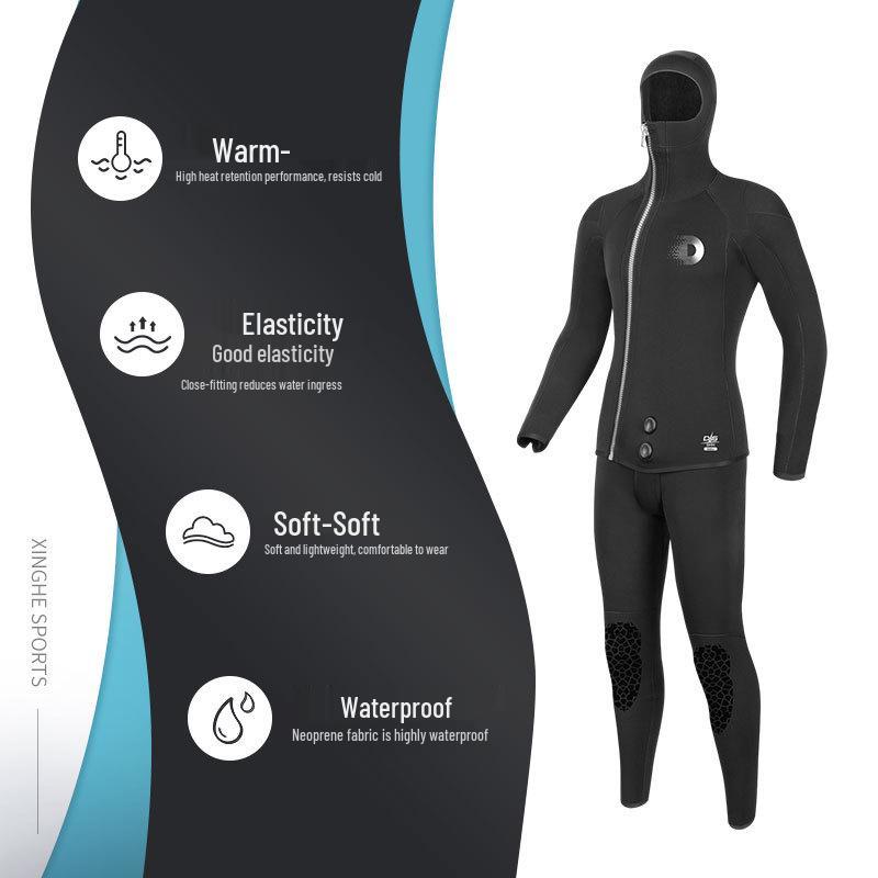 Qianxing Unisex 5mm Wetsuit Set - Cold Protection for Surfing, Winter Swimming, and Deep Diving