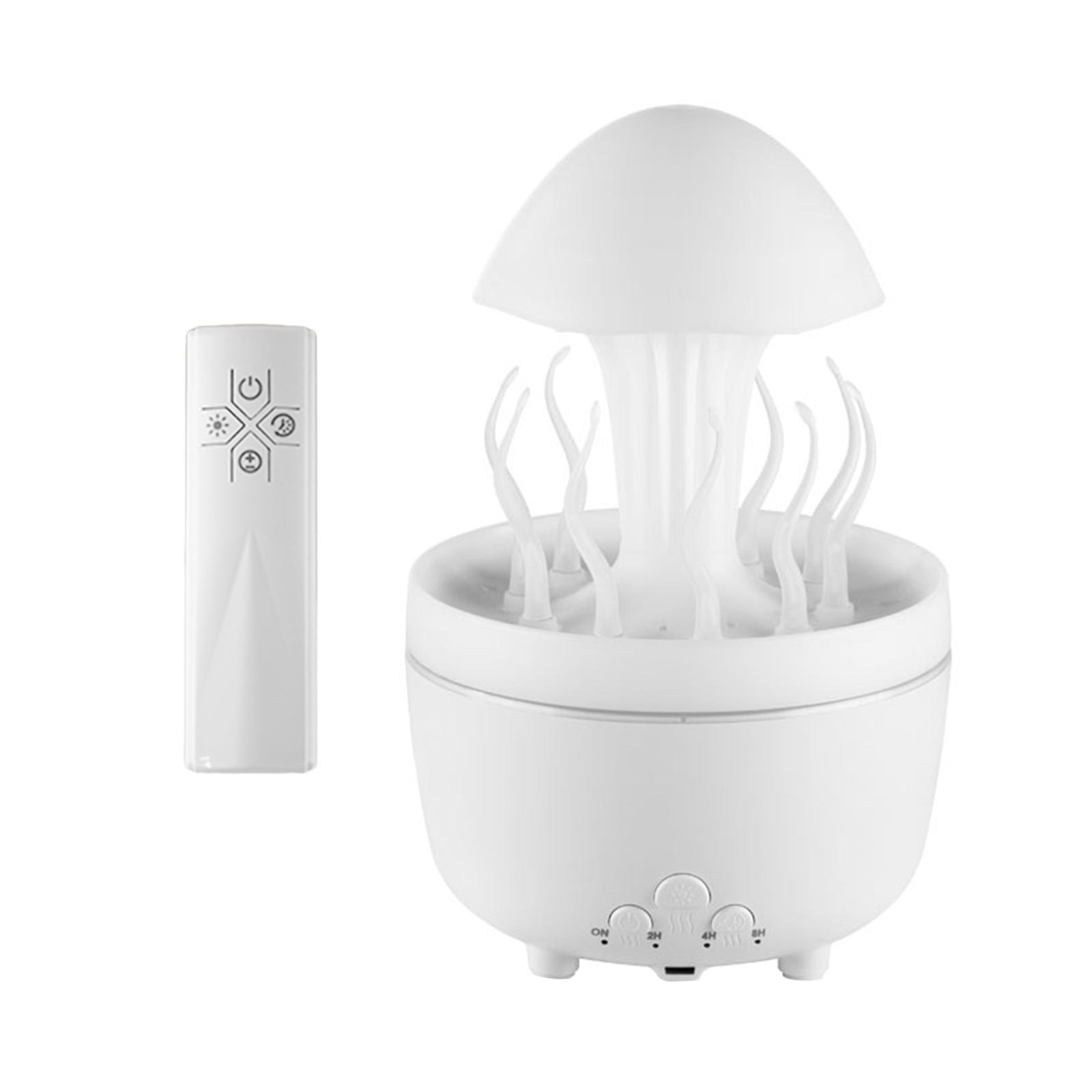 

Маленький увлажнитель воздуха с ночной подсветкой, диффузор эфирных масел с меняющимися цветами, 300 мл, имитирующий капли дождя для занятий йогой и спа, новоселья белый