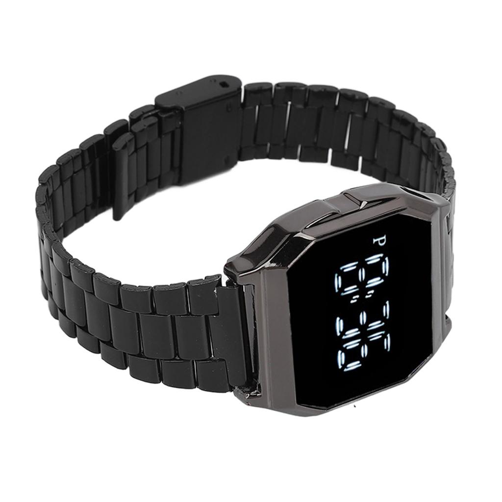 LED-Armbanduhr für Schüler, Tetragonum, digitale Sportuhr mit Faltschließe, Alarm, Zeitmessung, Nachtlicht