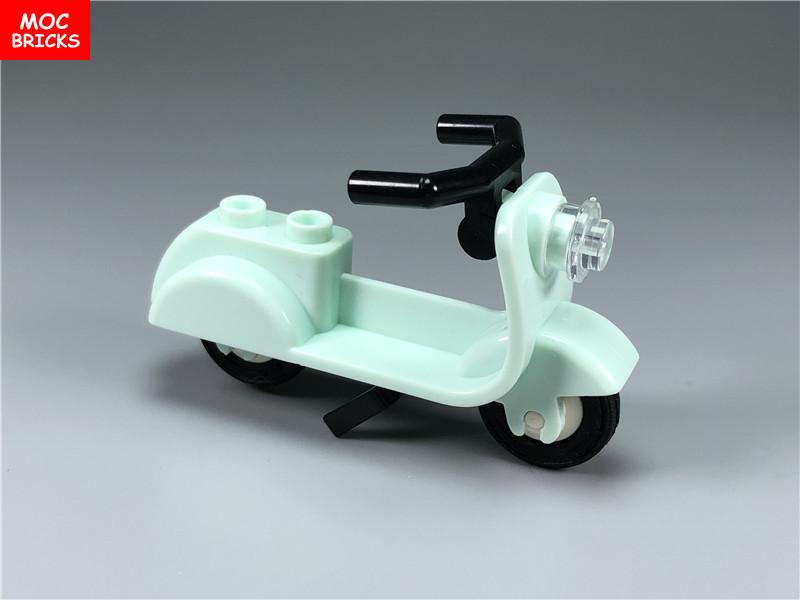 Custom Build Bricks Scooter with Stand motorbike Angular Handlebars Assembling Creating Modules fit with 15396c01 Toy Sets kids gifts