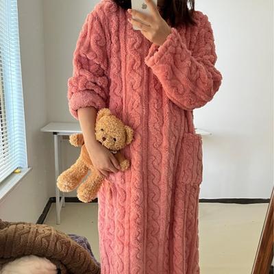 Robe de Banho Robe Feminino Coral Acolchoado Espessado Quente Pijama Vestido Inverno Estudantes Universitárias Roupa de Casa Tamanho Grande Roupas Femininas C