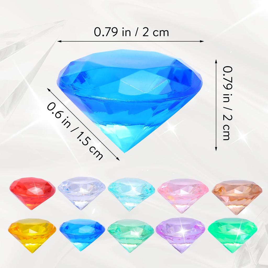 Lurrose Acrylic Gem Toy Set of 120, 20mm Diamond Gem Scooping Game, Acrylic Ice, Summer Pool Play, Water Play, Diving, Treasure Hunt, Kids' Prizes,