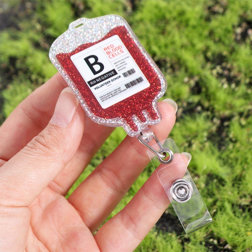 ABS Retractable Badge Reel Easy To Pull Buckle Anti Lost Blood Type Bag Shape Clips Keys Lanyard Simplicity