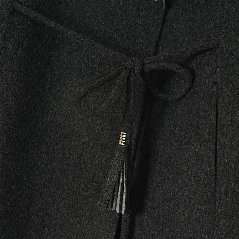 Hooded Double-Sided Long Wool Coat Bathrobe with Tie Waist - Autumn/Winter Korean Fashion Women's Outerwear