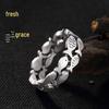 Yintai Fei Thai Abundance Silver Ring: Artistic Fish Motif, Single Loop Thin Band, Fresh and Simple Design