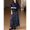 Dimanaf 2025 Autumn Women New Skirts Plaid Loose Elastic Waist Pleated Elegant Long Skirts Red