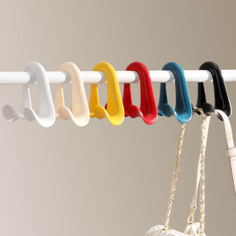 3/2/1Pcs Bag Hanger Hook Double Hooks Space-Saving Clothes Hats Scarf Handbag Storage Rack Wardrobe Backpack Hook