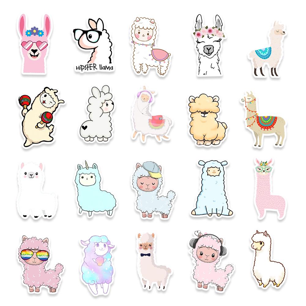 50-Pack Cute Alpaca Stickers for Phone, Laptop, Water Bottle, and Fridge