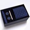 Men's Formal Tie Gift Box: Five-Piece Set with Logo, 8cm Striped Black for Weddings and Business 
