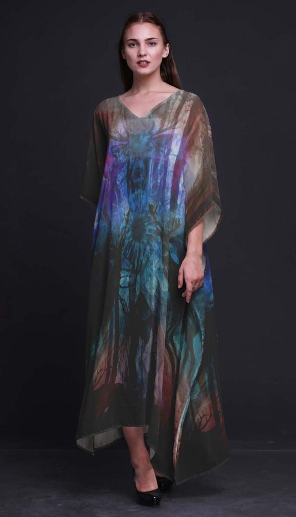 Phagun Deer Jungle Womens Long Beach Kaftan Beachwear Bikini Coverup Maxi