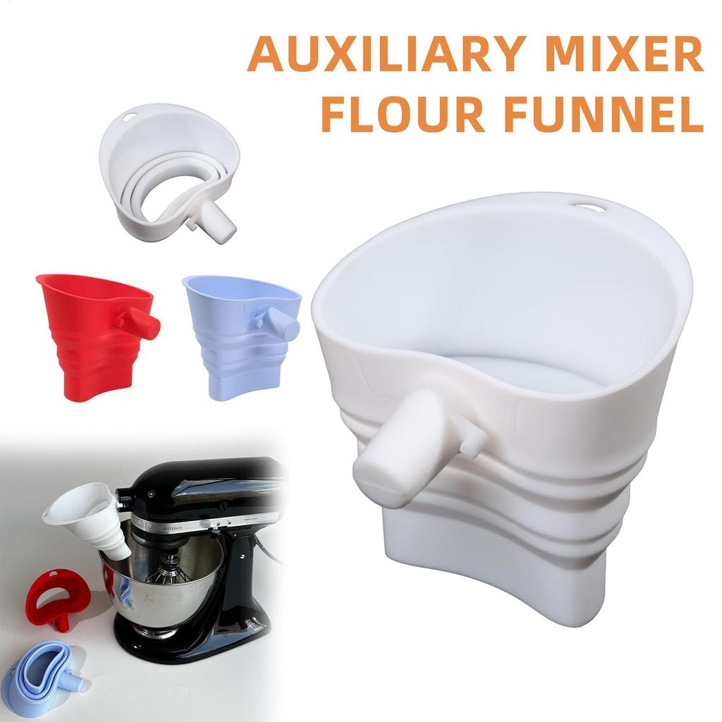 Silicone Flour Funnel Foldable Food Grade Silicone Easy-Pour Dishwasher Safe 5-Quart Mixer Funnel Attachment for Sugar Cocoa