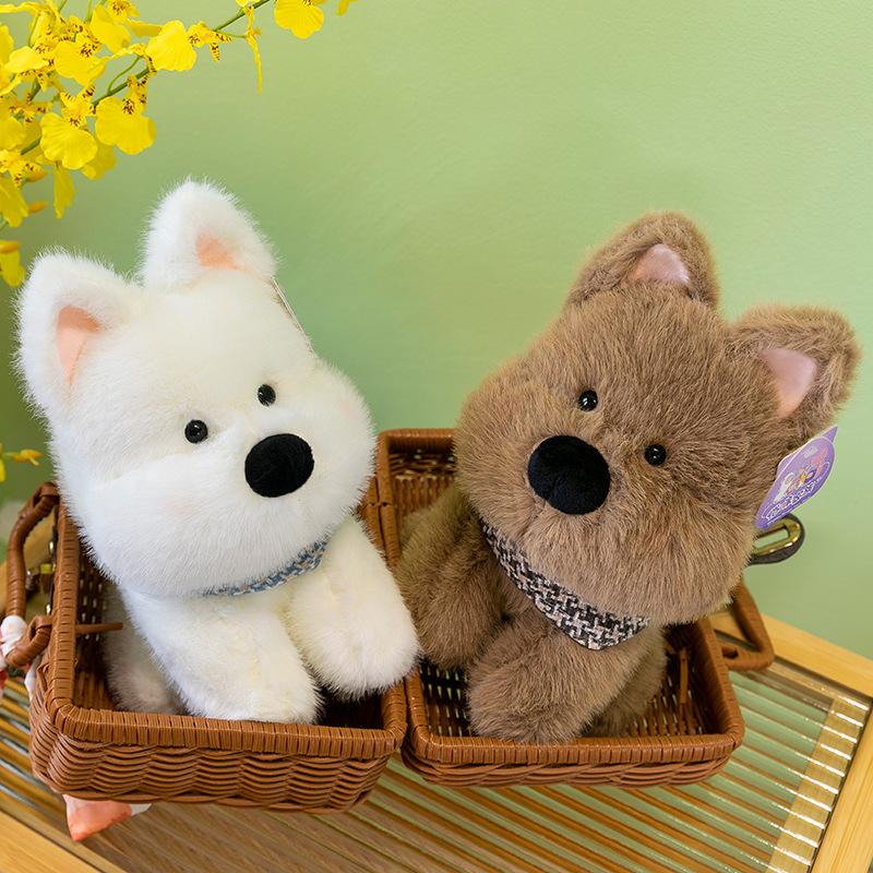 Cute Scarf West Highland Dog Plush Toy Children's Doll Office Pillow Grab Machine Doll Home Decoration