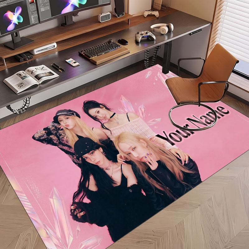 Custom Name Crystal Velvet Rug,aespa Comfortable Anti Slip Floor Mat For Room Decoration