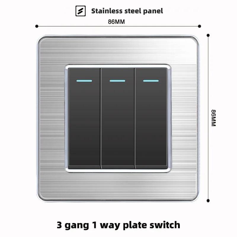 luxury Brushed Stainless Steel Wall Light Switch,Universal 5pin 18W Type-C Quick charging outlet,UK Standard Dual USB Socket