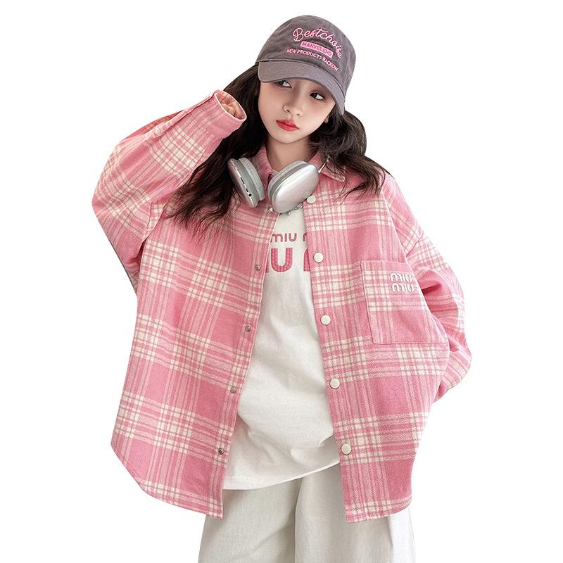 Fashionable 2025 Girls' Korean Style Long Sleeve Spring Top