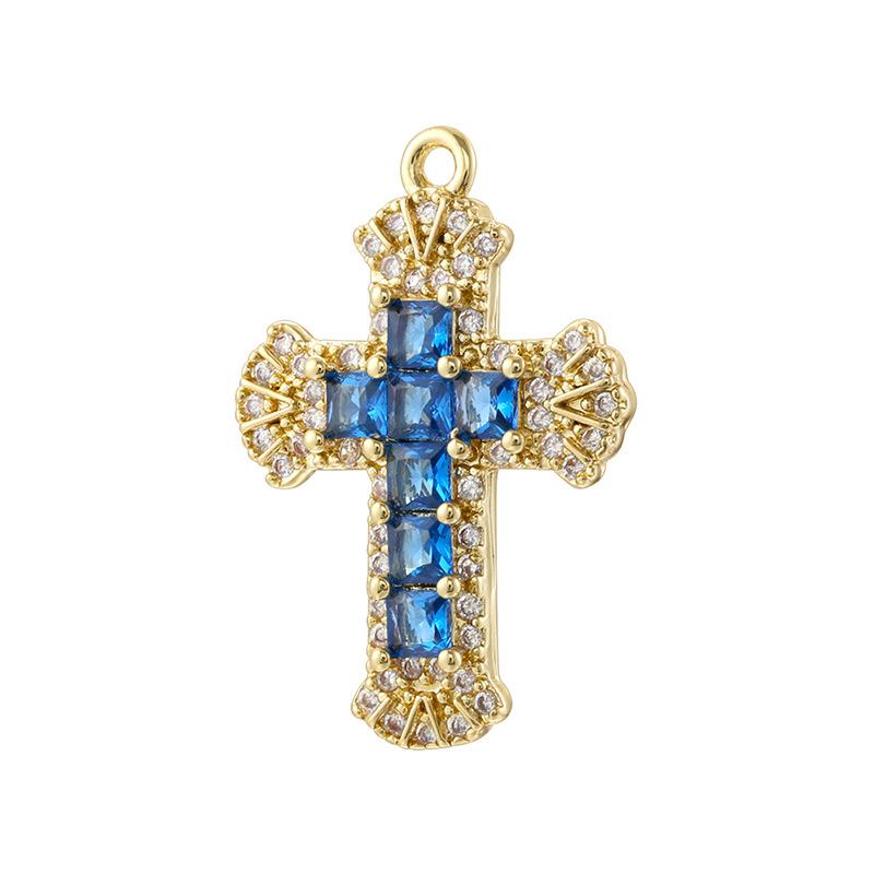 Hafif Lüks Bakır Renkli Pırlantalar Kakmalı Haç Kolye Ucu Kişiselleştirilmiş Hip Hop Kendin Yap Bileklik Kolye Takı Ucu Vd2055