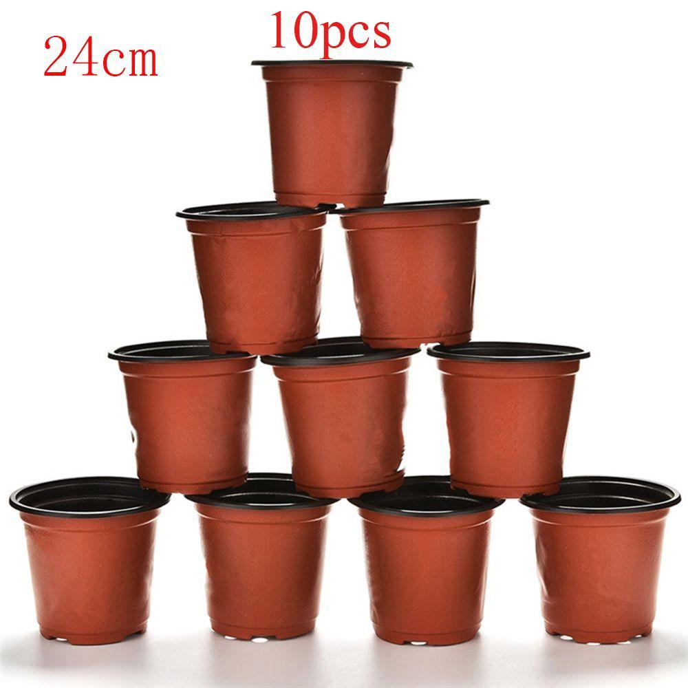10pcs Garden Supply Mini Soft Plastic Two-Tone Plant Trays Flower Vases Nursery Pots Round Planter