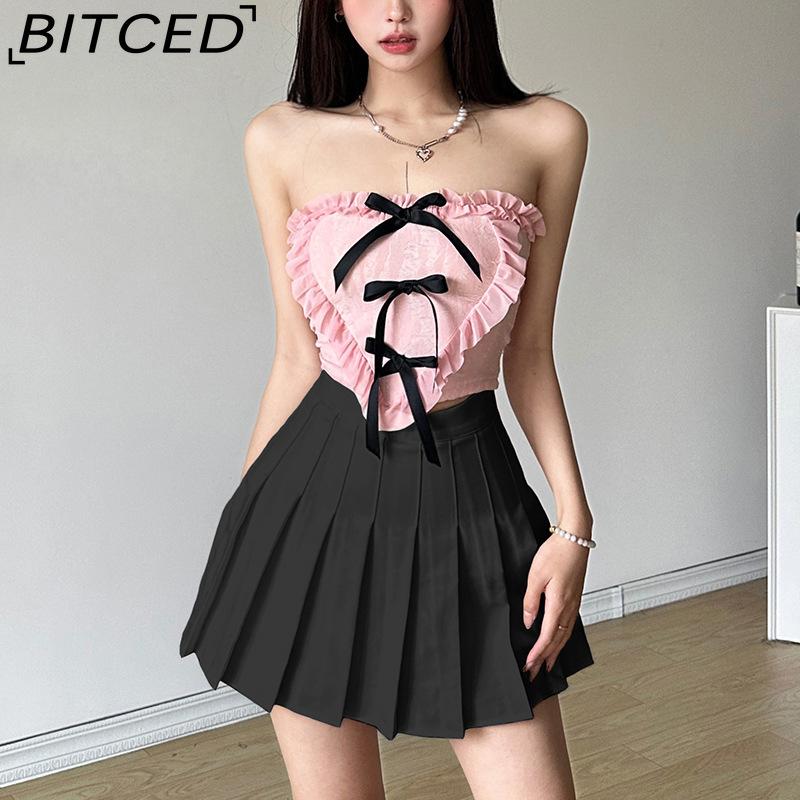 BITCED Summer Women's Solid-Color Slim-Fit Streetwear Off-the-Shoulder Wrap-Top with Backless Design