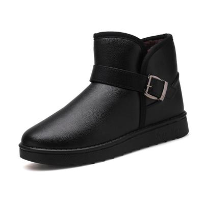 FashionMen Snow Boots Leather Casual Platform Boots Autumn Winter Plush Fashion Comfortable Mens Black Shoes Ankle Botas De Hombre