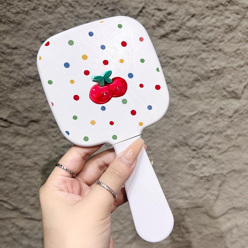Espelho & Pente Portátil Fofo com Extrato de Cereja Desenho Animado Fofo Pente de Cabelo Presente para Meninas Ferramentas de Maquiagem de Viagem