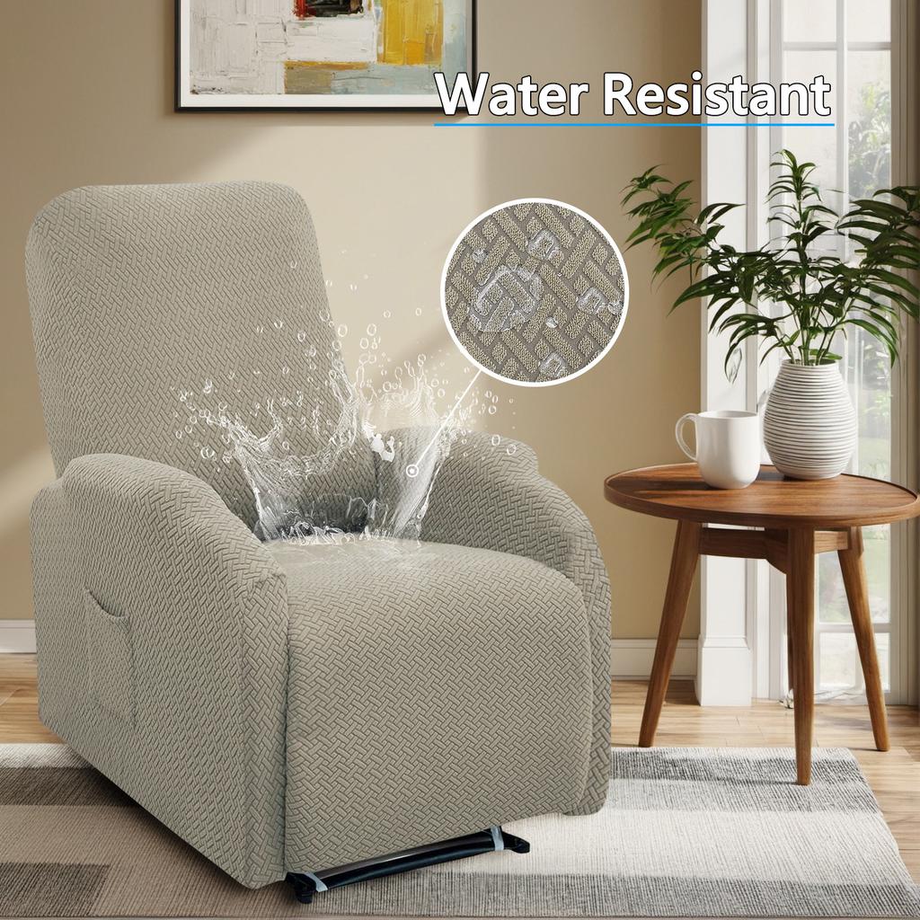 Jacquard T-shaped Waterproof Striped Plaid Small Chivas Sofa Cover Solid Color Elastic Single Massage Lounge Chair Cover Cover