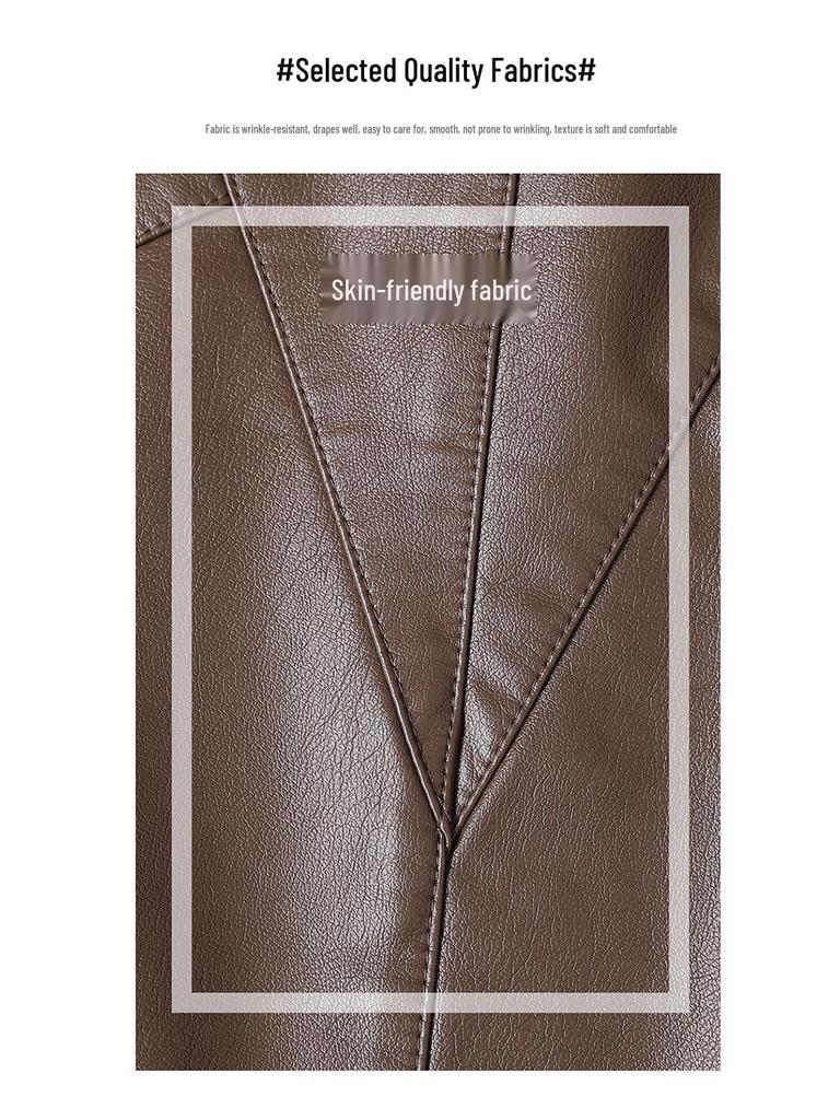 2025 Spring Women's Stylish Slim-Fit PU Leather Jacket - Fashionable Mom's Outerwear for 30s & 40s